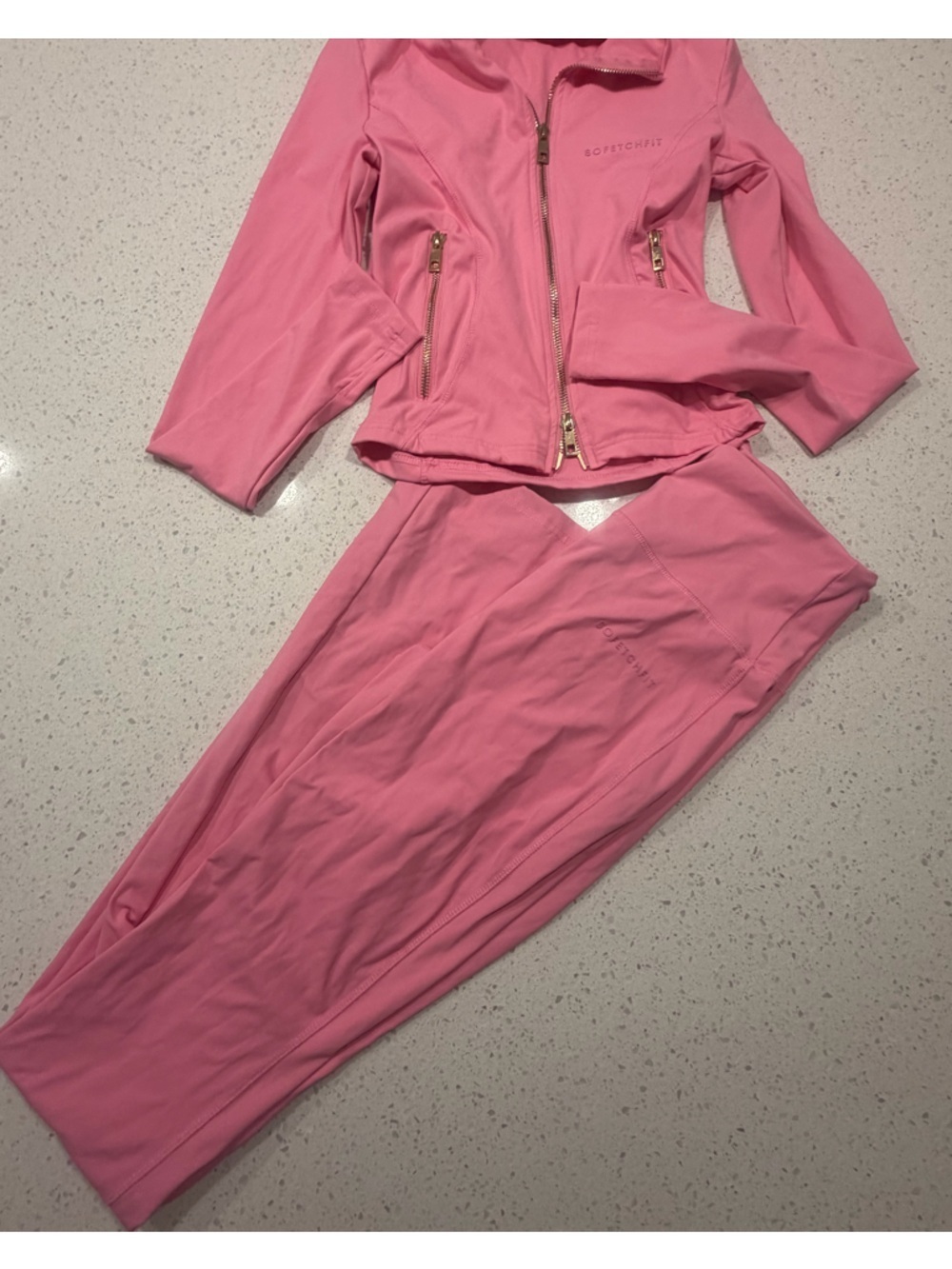Sofetch hot Pink Activewear Set Women Small Zip Jacket Flare Leggings Athleisure